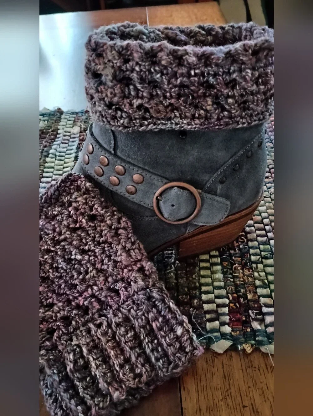 Handmade Homespun Wool Ankle Boot Cuff Set
